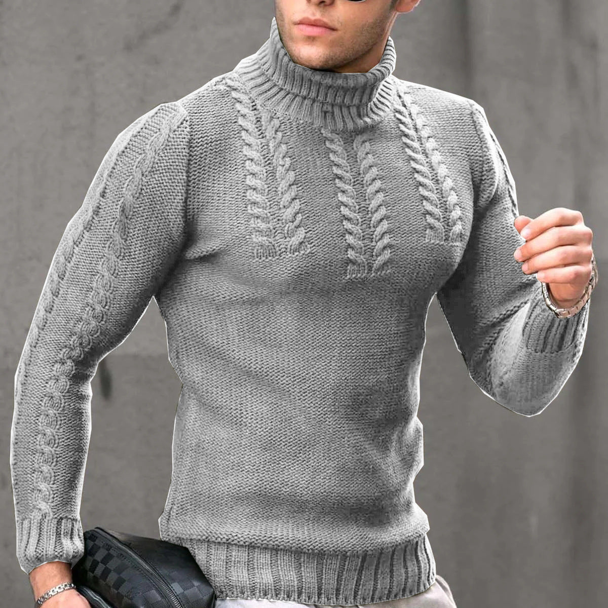 Herren Strickpullover mit hochstehendem Kragen Stilzeits