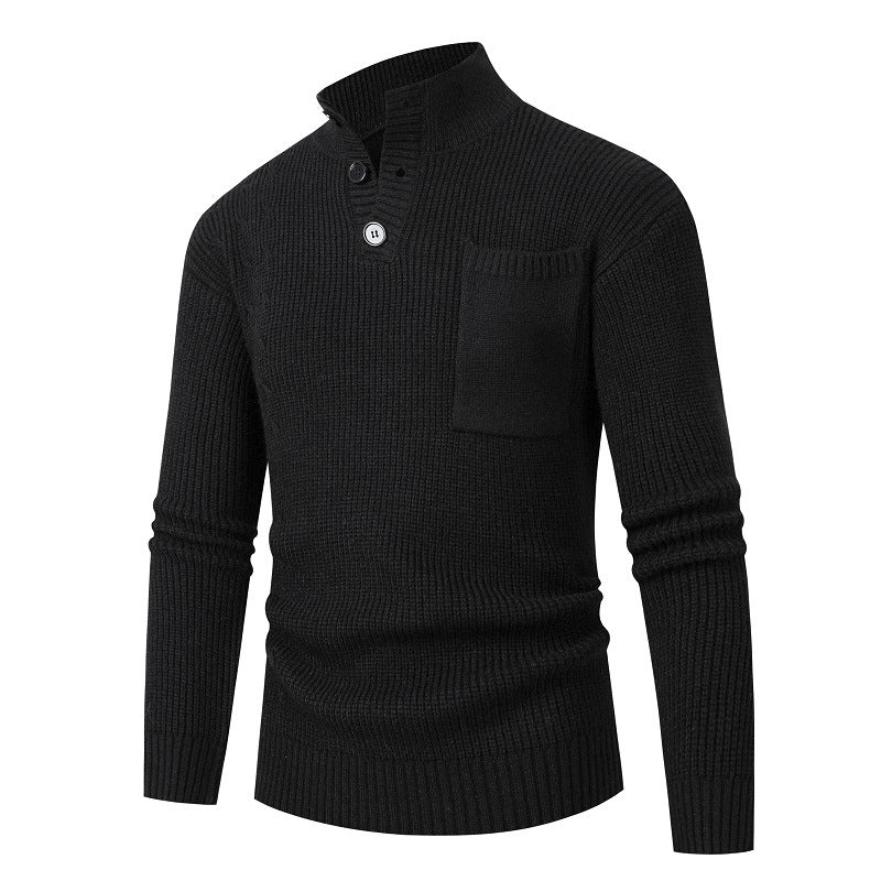 Herren Hochwertiger Pullover mit Modalmuster und Brusttasche Stilzeits