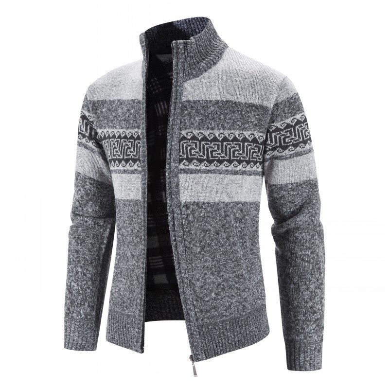 Herren Strickjacke mit hohem Kragen und attraktiven Mustern Stilzeits