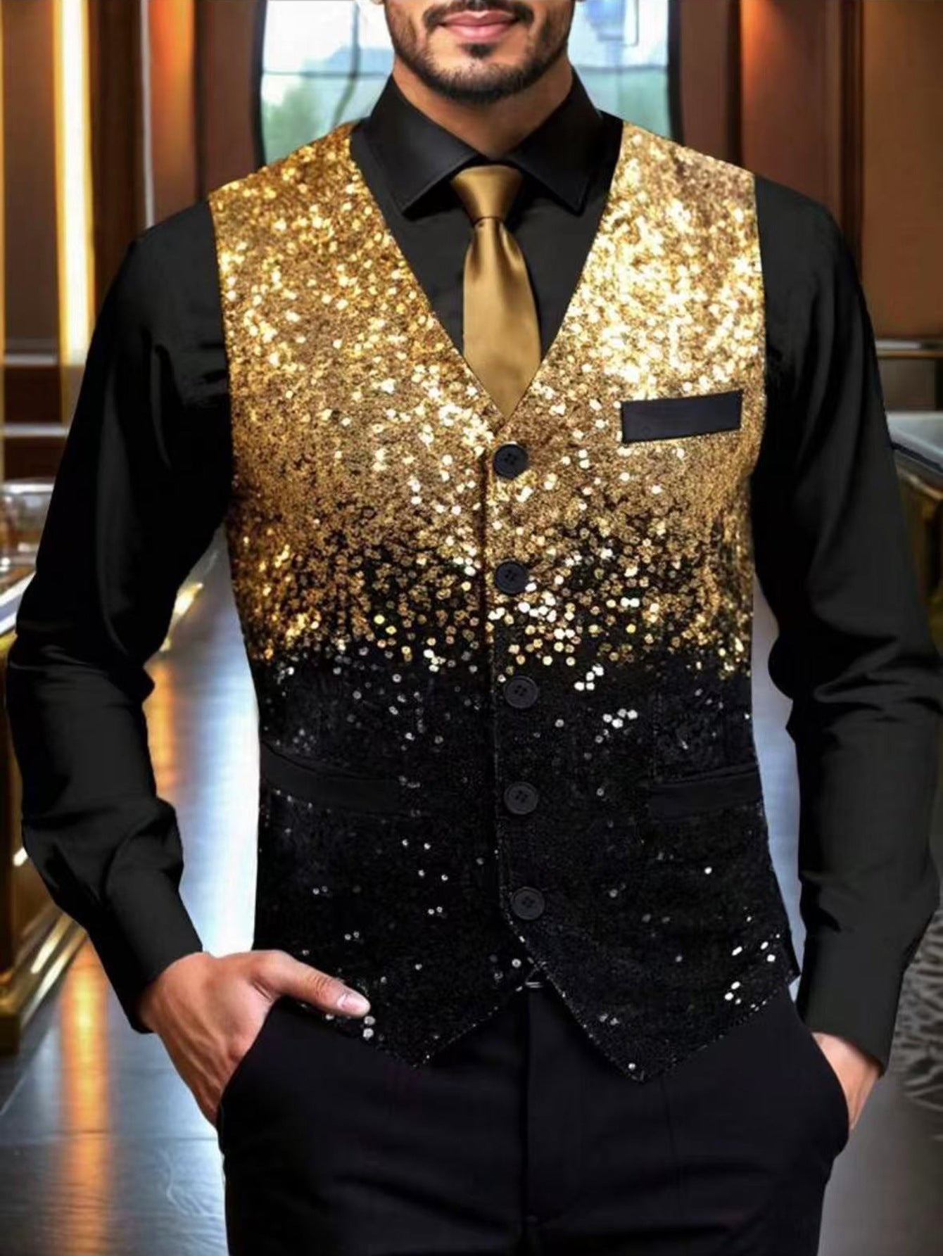 Herren Glitzernde Festtagsweste Stilzeits
