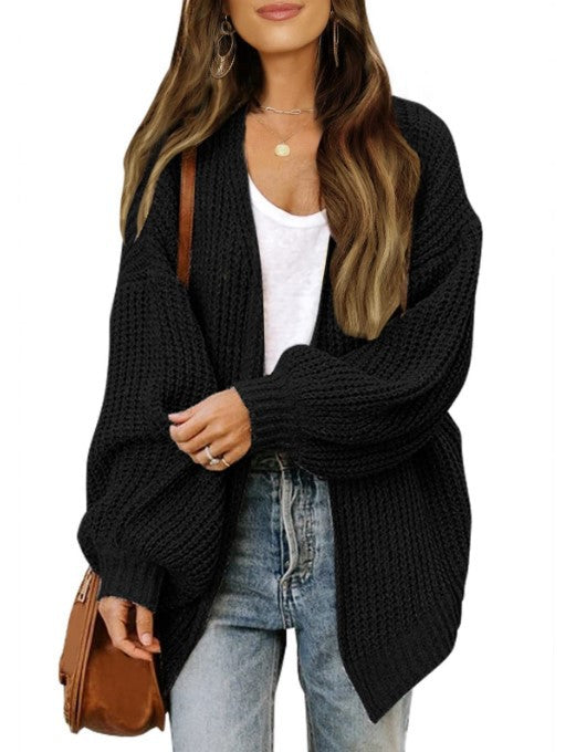 Damen Grobstrickjacke mit überschnittenen Schultern und lässigem Schnitt Stilzeits