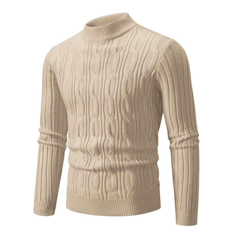 Herren Strickpullover mit magnetischem Zopfmuster und hohem Kragen Stilzeits