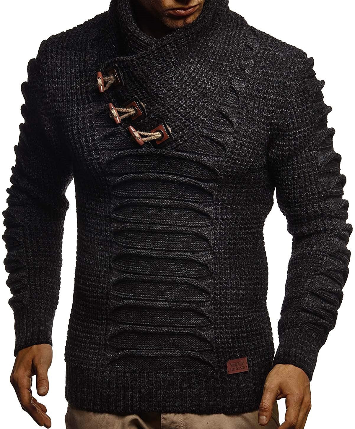 Herren Grobstrickpullover mit innovativem Schalkragen und rustikalem Design Stilzeits