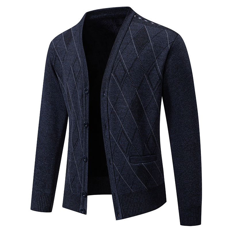 Herren Strickjacke mit eleganter Rautenstruktur Stilzeits