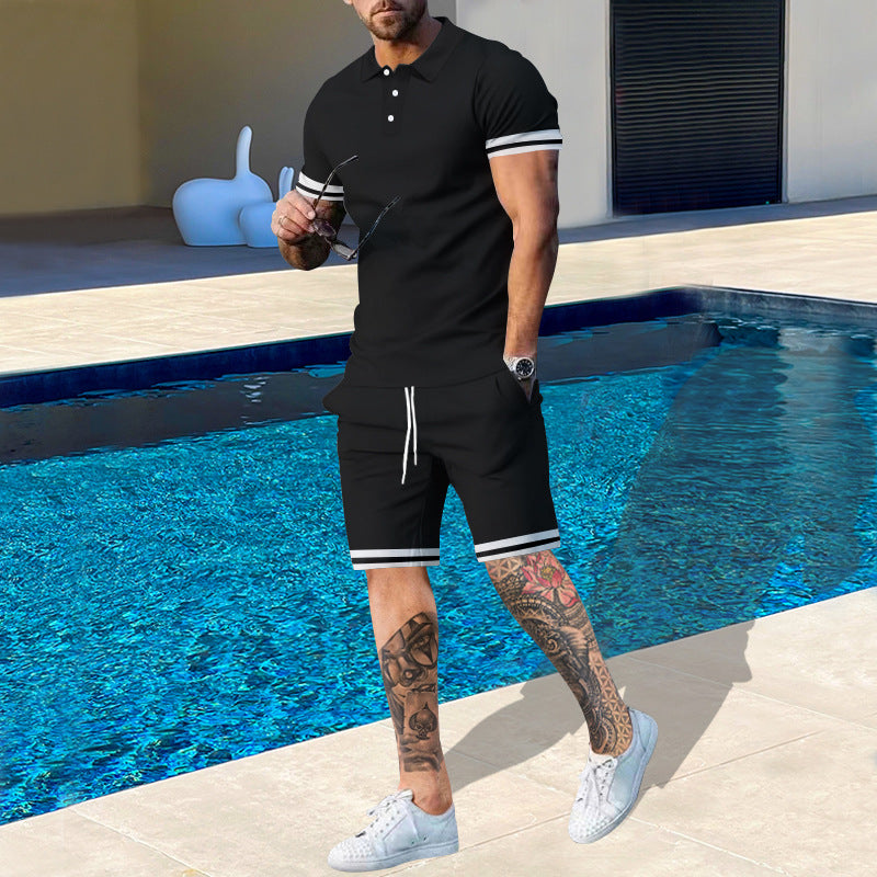 Herren Poloshirt und Shorts-Set mit sportlichen Akzenten Stilzeits