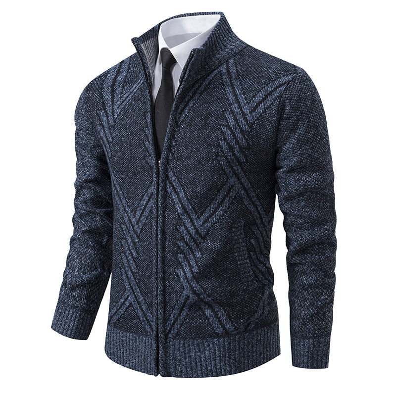Herren Strickjacke mit modernen geometrischen Mustern Stilzeits