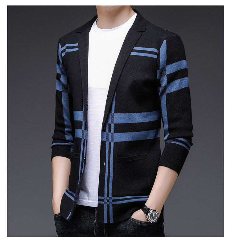 Herren modische Strickjacke mit elegantem Karomuster Stilzeits