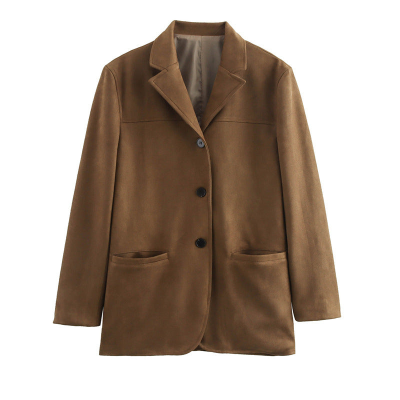 Damen Elegante Suedeblazerjacke Stilzeits