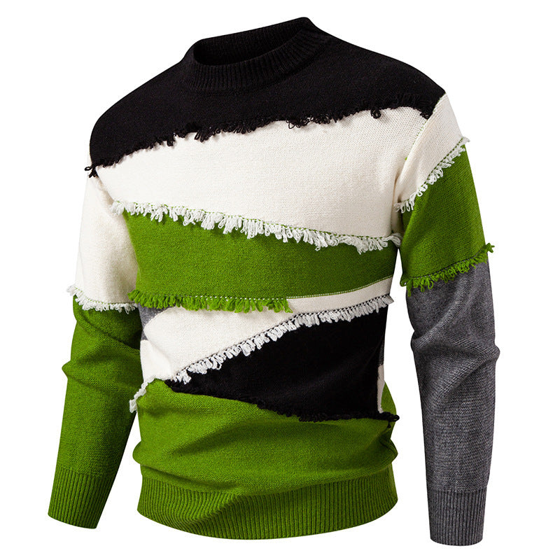 Herren modischer Pullover mit fransigen Details Stilzeits