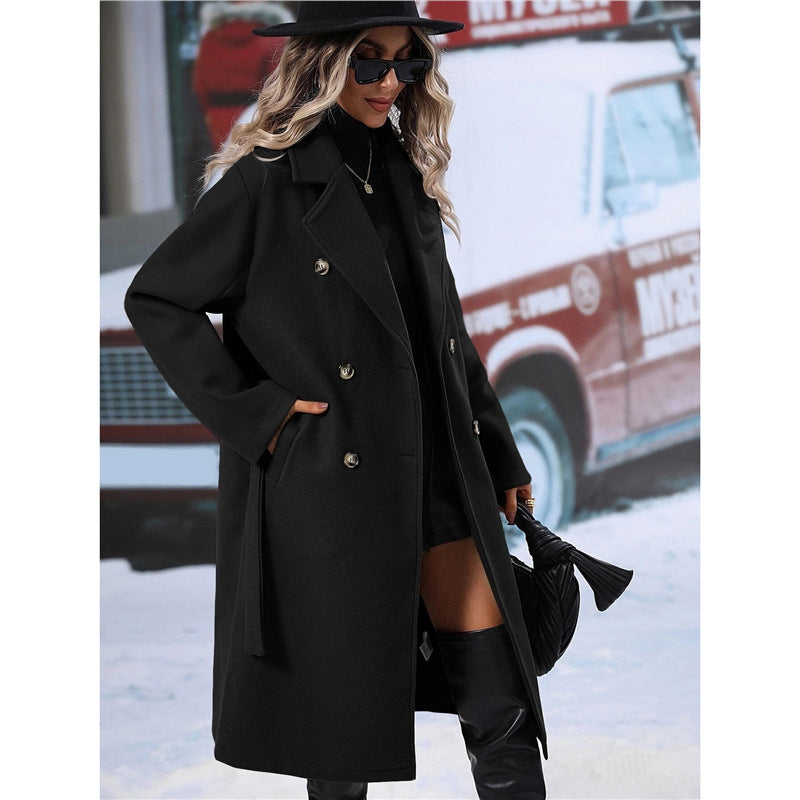 Damen Doppelreiher Wollmantel Stilzeits