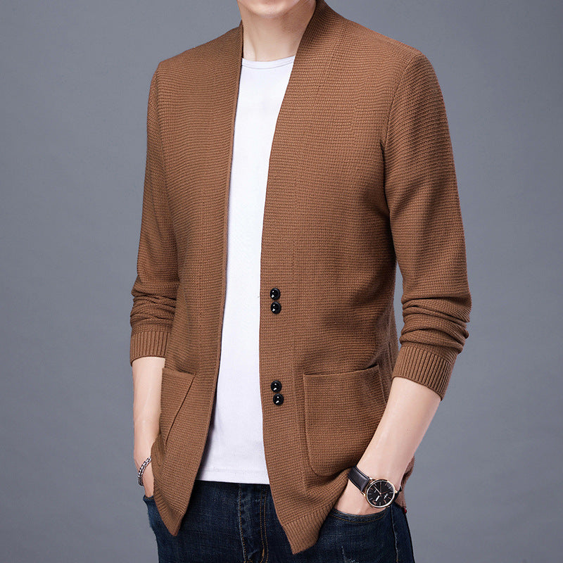 Herren Strickjacke mit lässigem Schalkragen und aufgesetzten Taschen Stilzeits