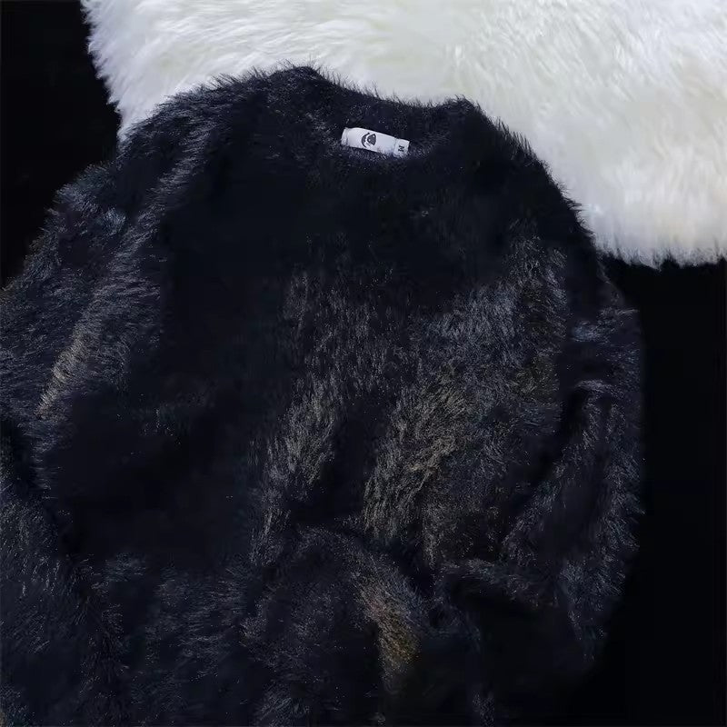 Damen Flauschiger Rundhalspullover Stilzeits