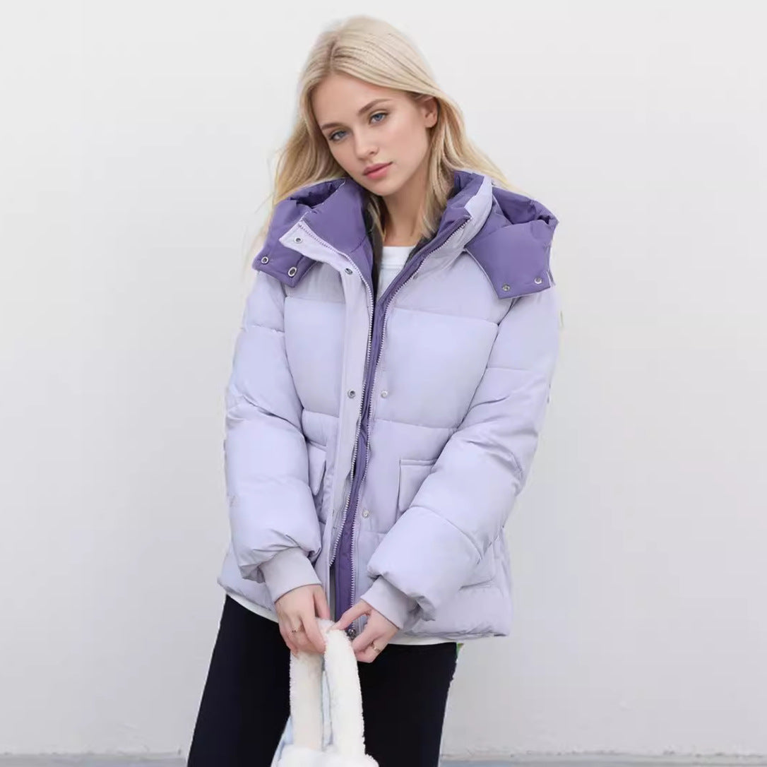 Damen gefütterte Pufferjacke mit großzügigen Taschen und abnehmbarer Kapuze Stilzeits