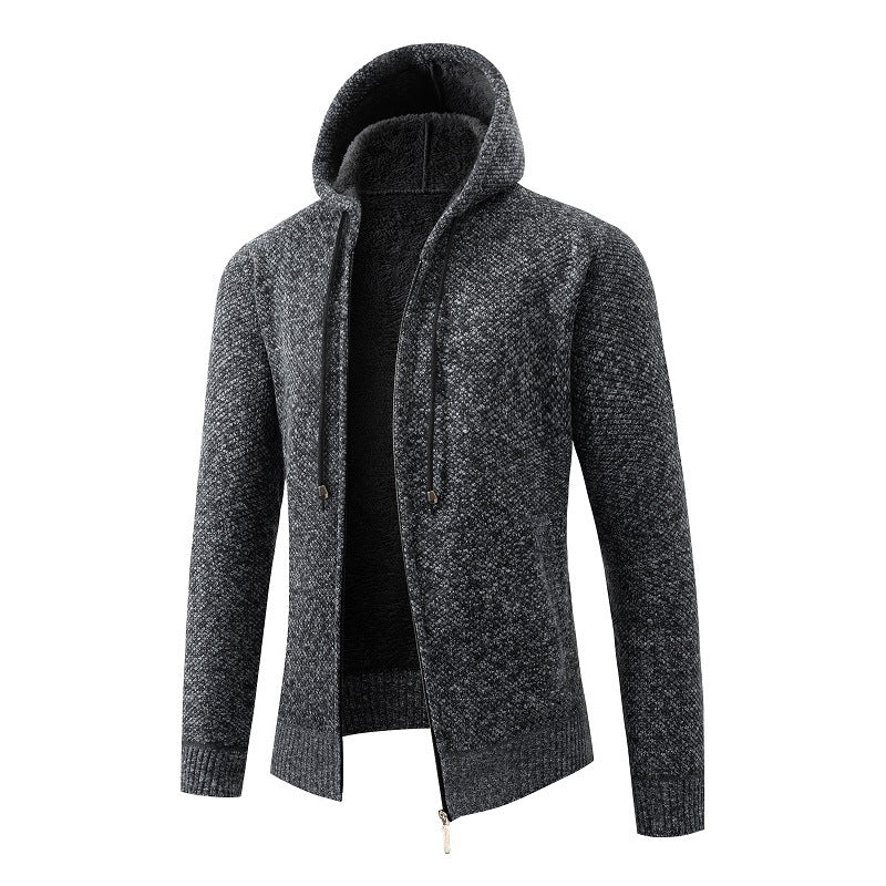 Herren bequeme Strickjacke mit Kapuze Stilzeits