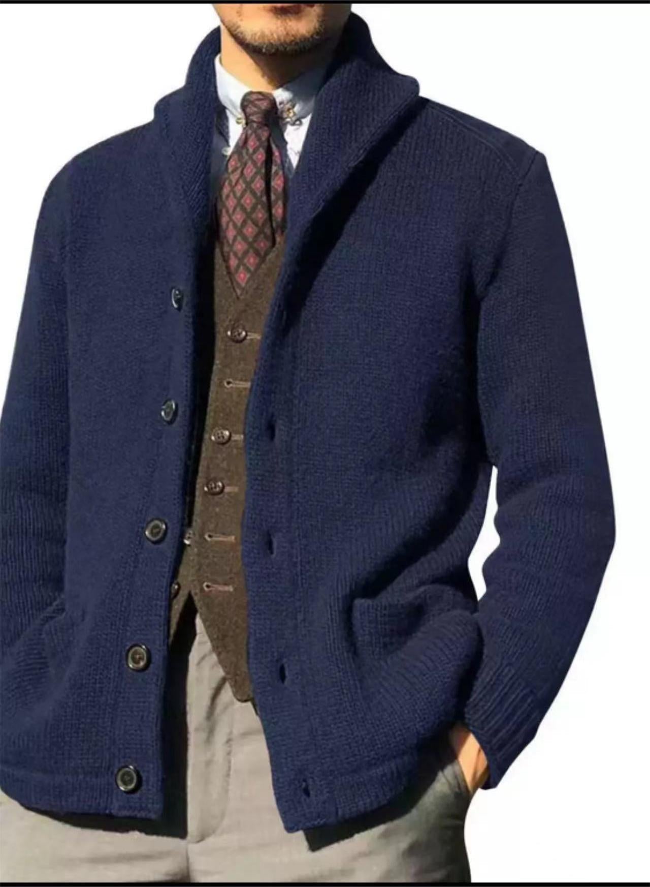 Herren Strickjacke im modernen Casual-Stil mit Schalkragen Stilzeits