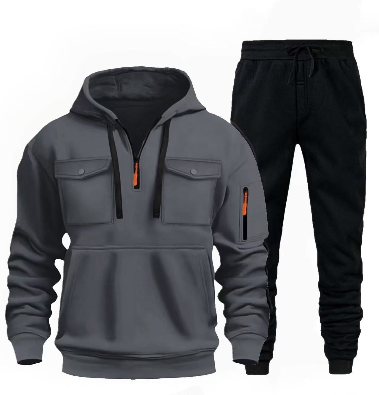 Herren lässige Freizeit-Kombination mit funktionalen Taschen Stilzeits