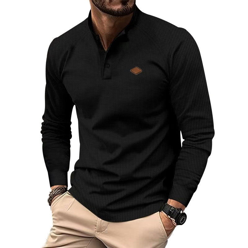 Herren Langarm-Henley-Shirt mit strukturierter Oberfläche und modischen Knopfdetails Stilzeits