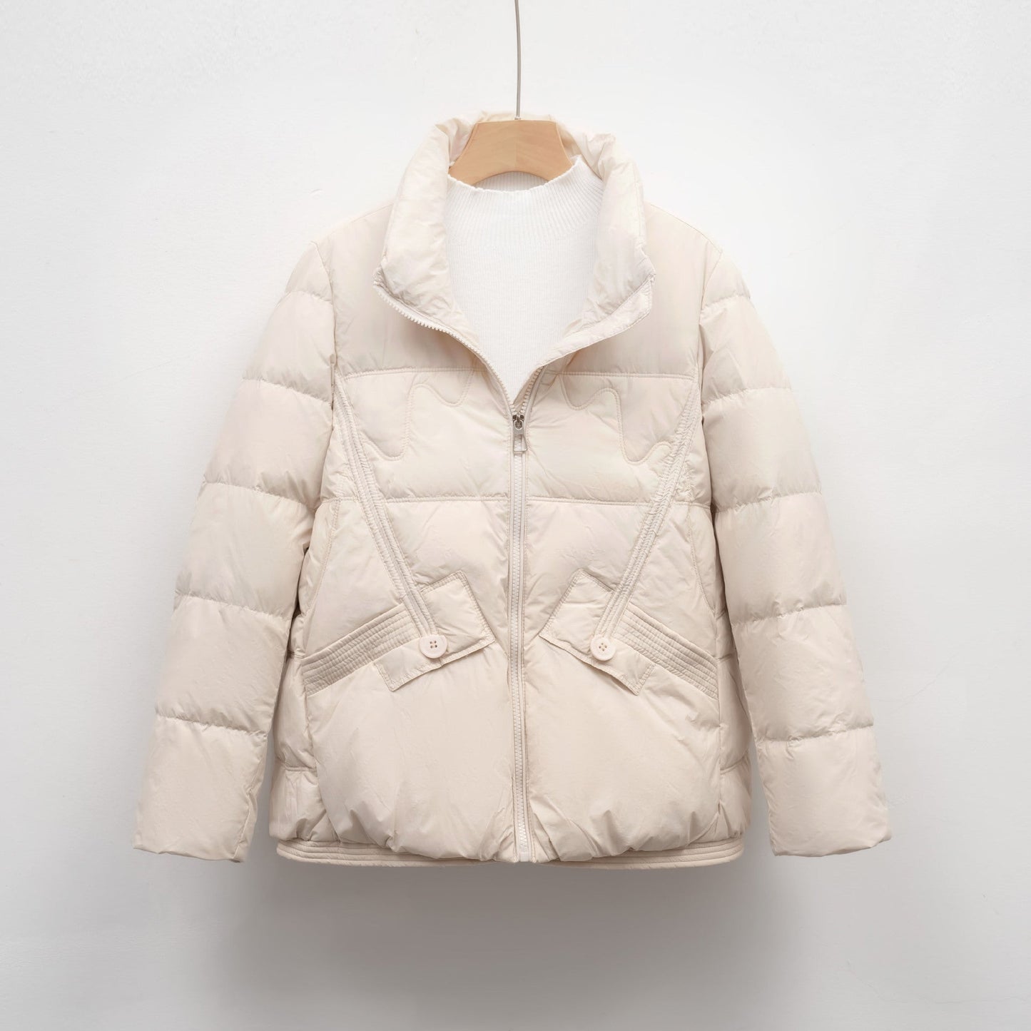 Damen gesteppte Winterjacke mit praktischen Taschen und hohem Kragen Stilzeits