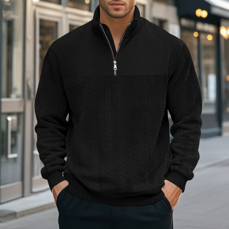 Herren Strickpullover mit modernem Stehkragen und Reißverschluss Stilzeits