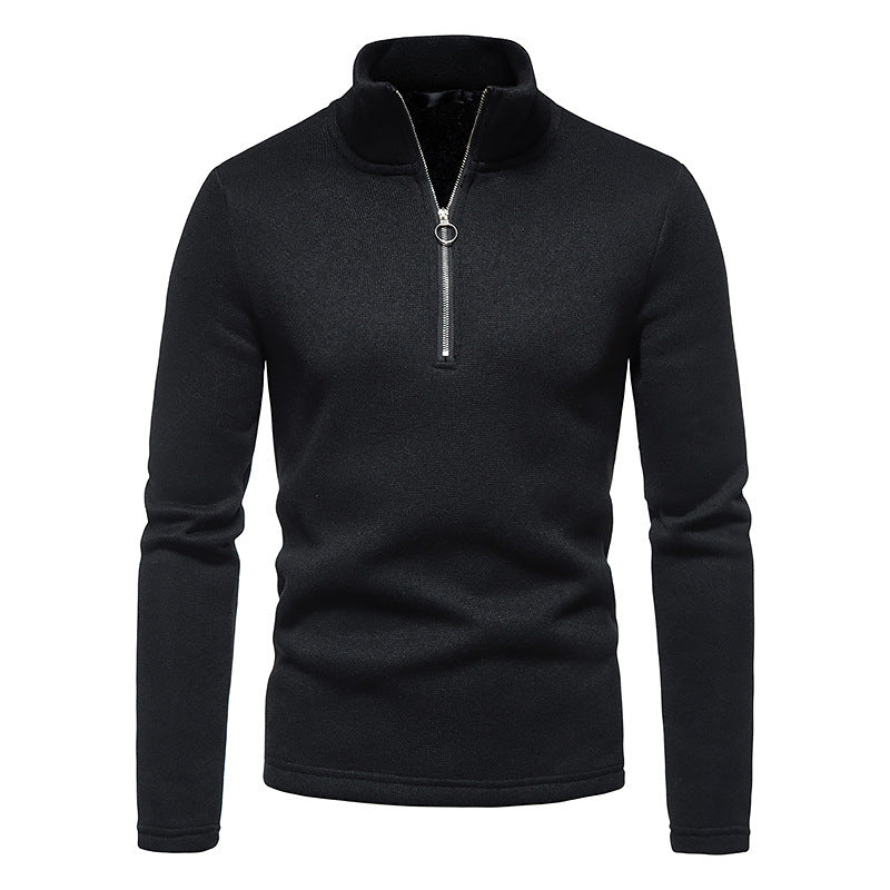 Herren sportlicher Pullover mit hohem Kragen und innovativem Reißverschluss Stilzeits