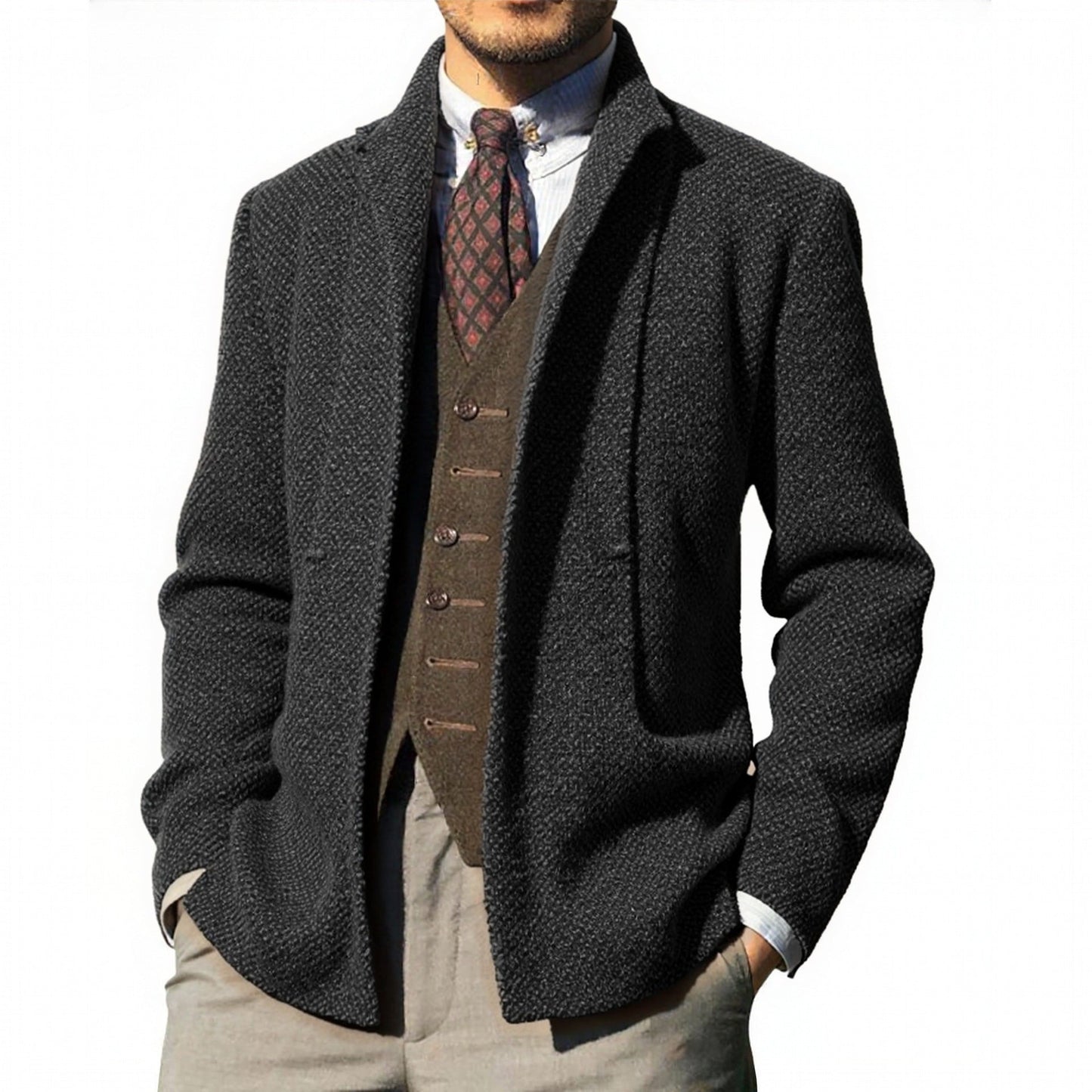 Herren elegante Strickjacke mit modernem Schnitt und praktischen Taschen Stilzeits