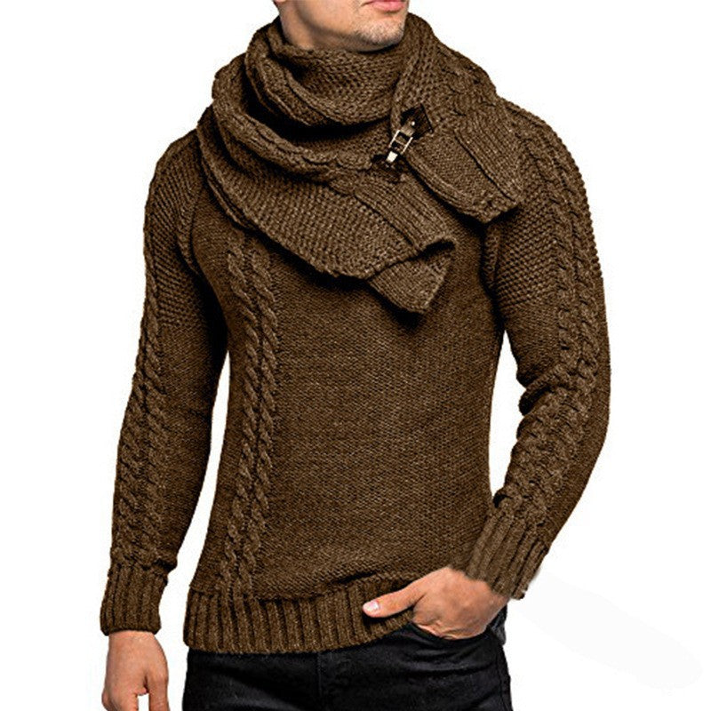 Herren Strickpullover mit integriertem Schal Stilzeits