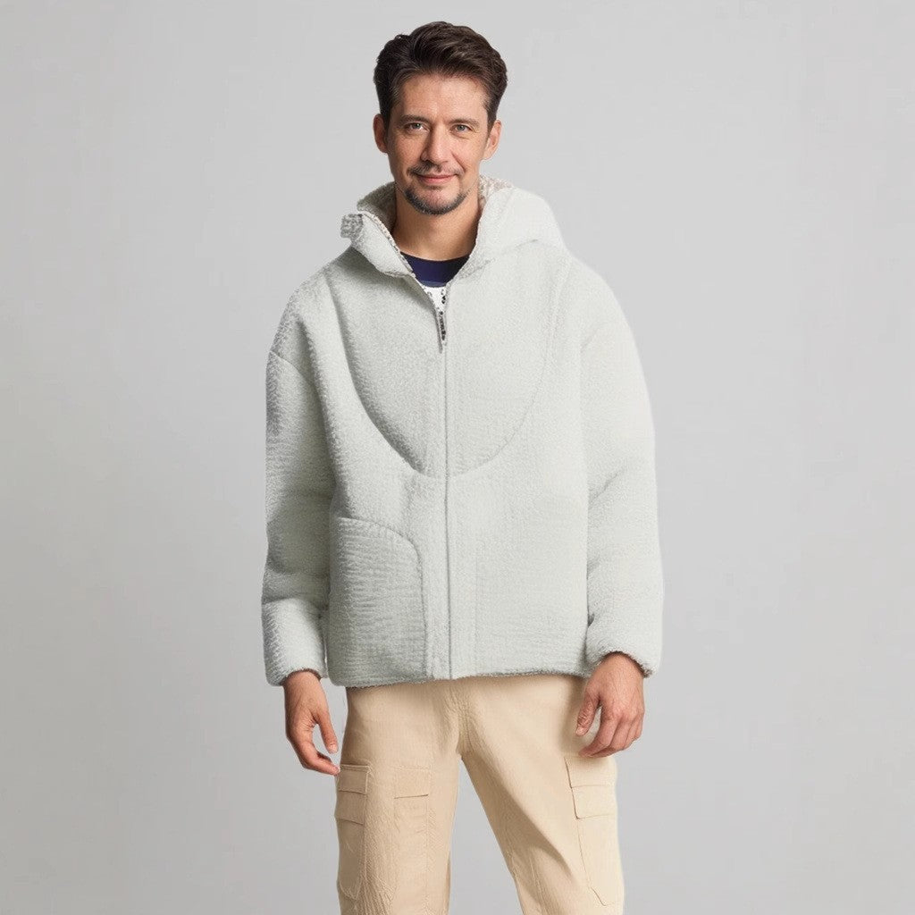 Herren Gemütliche Teddyjacke mit Kontrastnähten Stilzeits