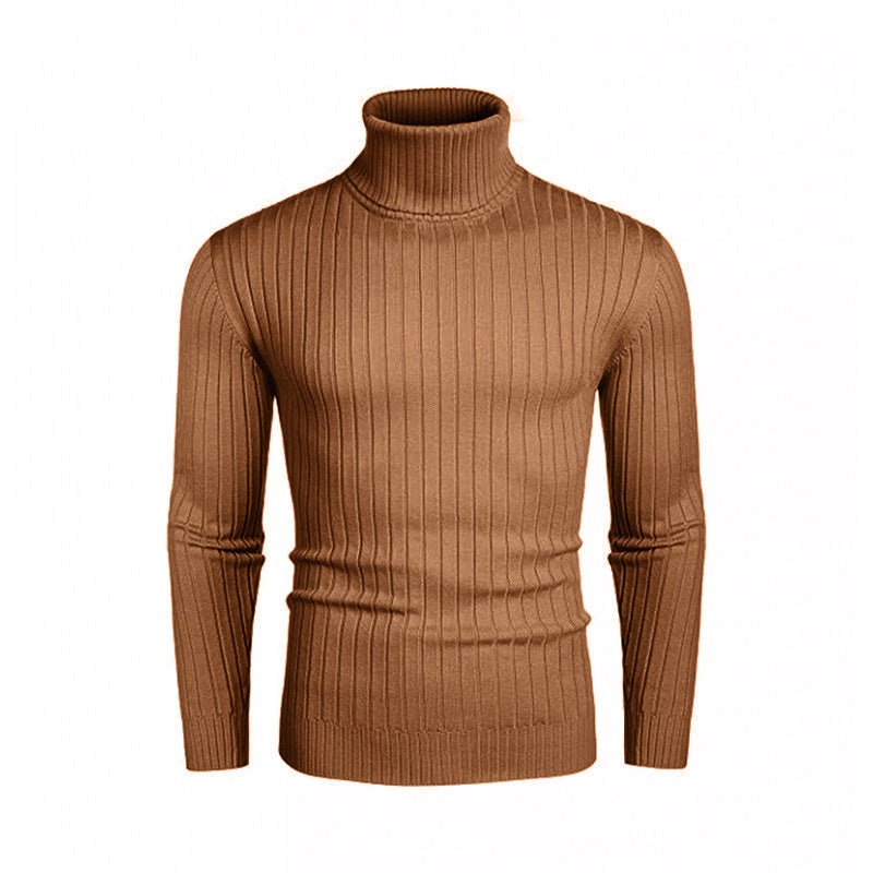 Herren eleganter Rollkragenpullover aus feinem Rippenstrick Stilzeits