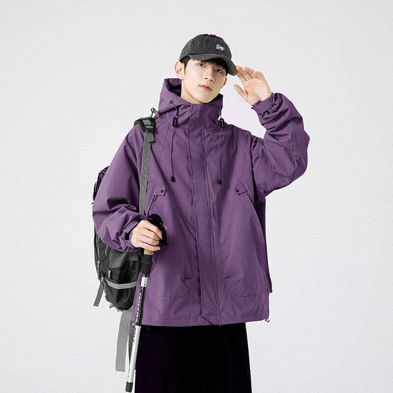 Herren Windbreaker-Jacke mit verstellbarem Kapuzenkragen und praktischen Taschen Stilzeits