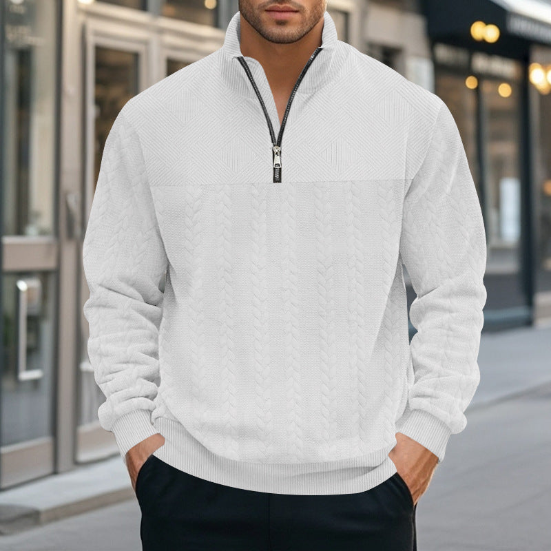 Herren Strickpullover mit modernem Stehkragen und Reißverschluss Stilzeits