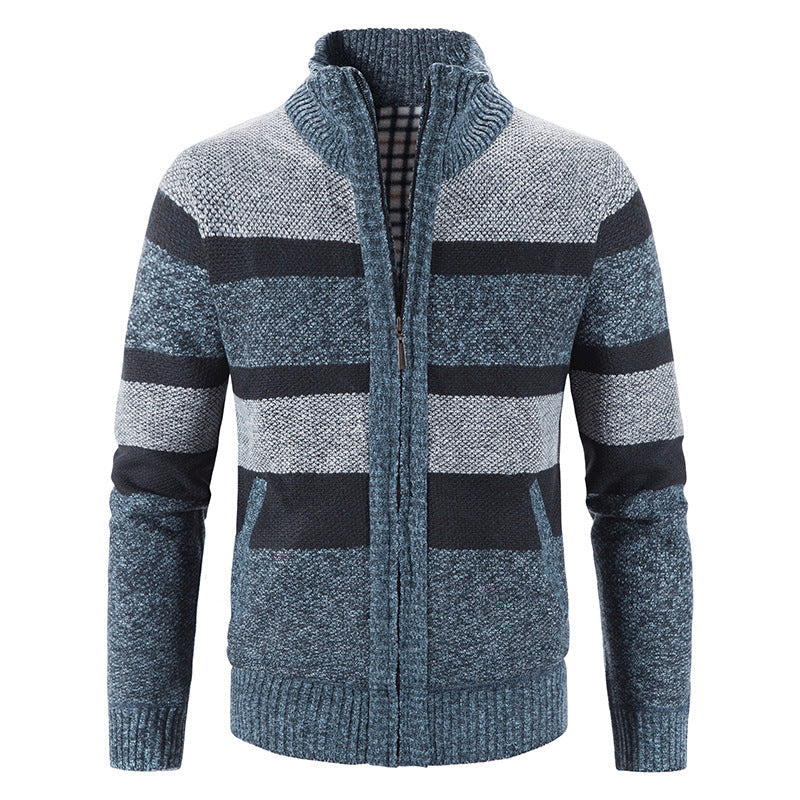 Herren modische Strickjacke mit Stehkragen und Reißverschluss Stilzeits