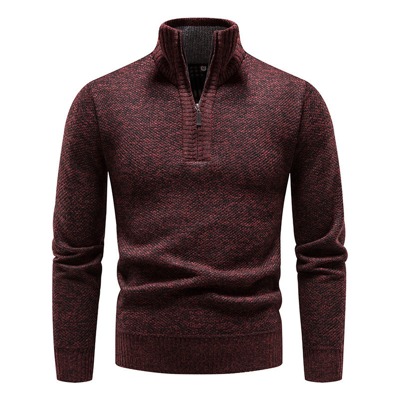 Herren eleganter Strickpullover mit modernem Stehkragen und Reißverschluss Stilzeits