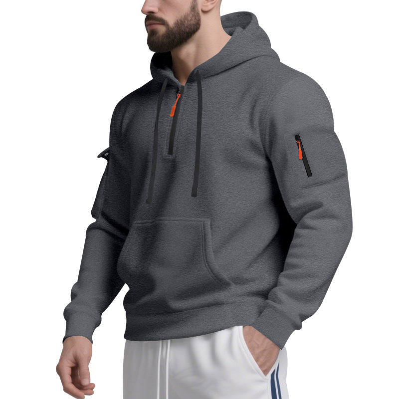 Herren Sport Hoodie mit praktischem Reißverschluss und seitlichen Taschen Stilzeits