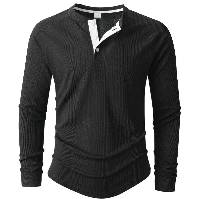 Herren Langarm Henley-Shirt mit strukturierter Oberfläche Stilzeits