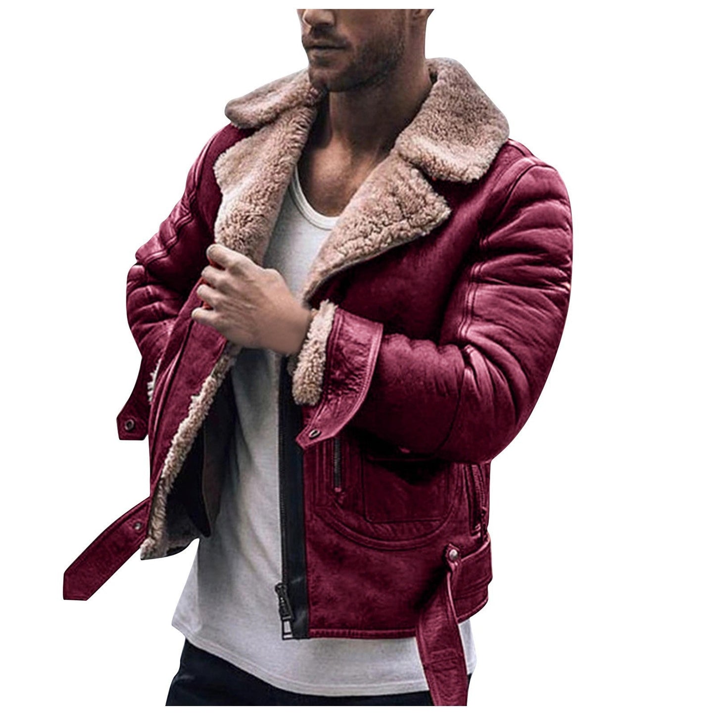 Herren Jacke mit kragenförmigem Teddyfutter Stilzeits