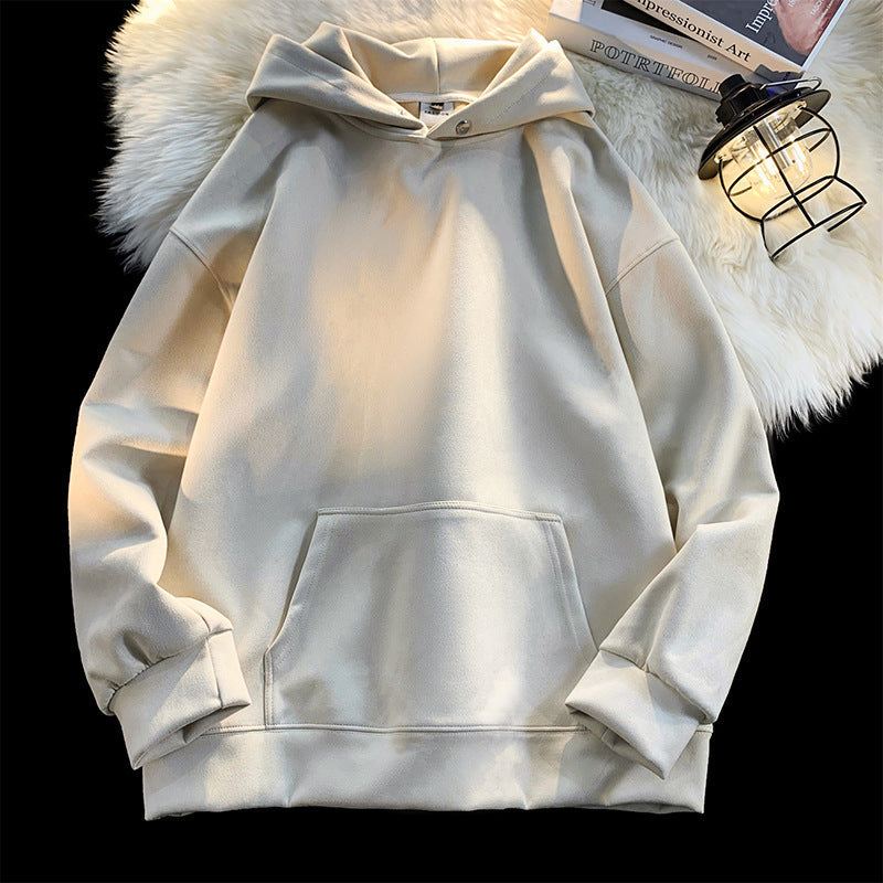 Damen gemütlicher Kapuzenpullover im modernen Velourslook Stilzeits