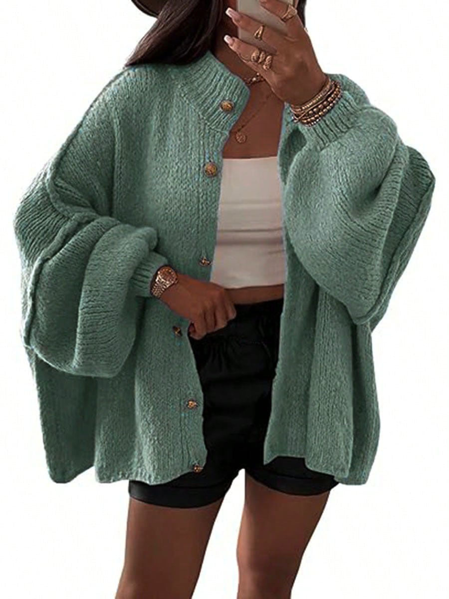 Damen Flauschige Strickjacke mit überschnittenen Schultern Stilzeits