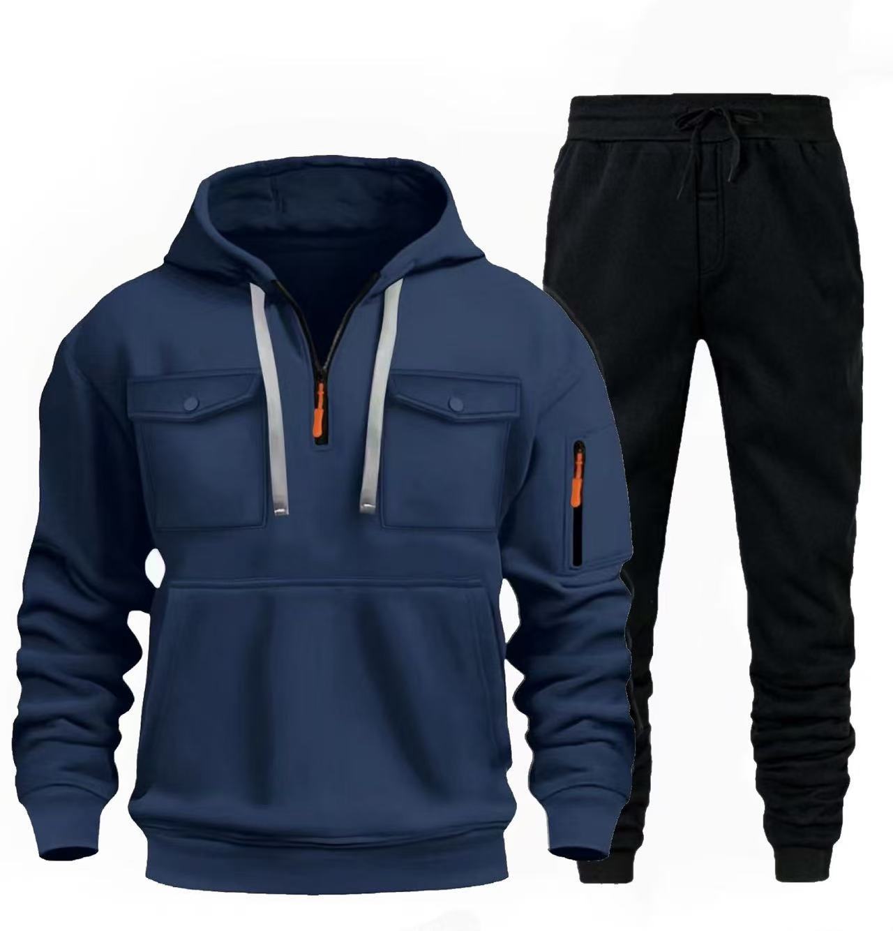 Herren lässige Freizeit-Kombination mit funktionalen Taschen Stilzeits