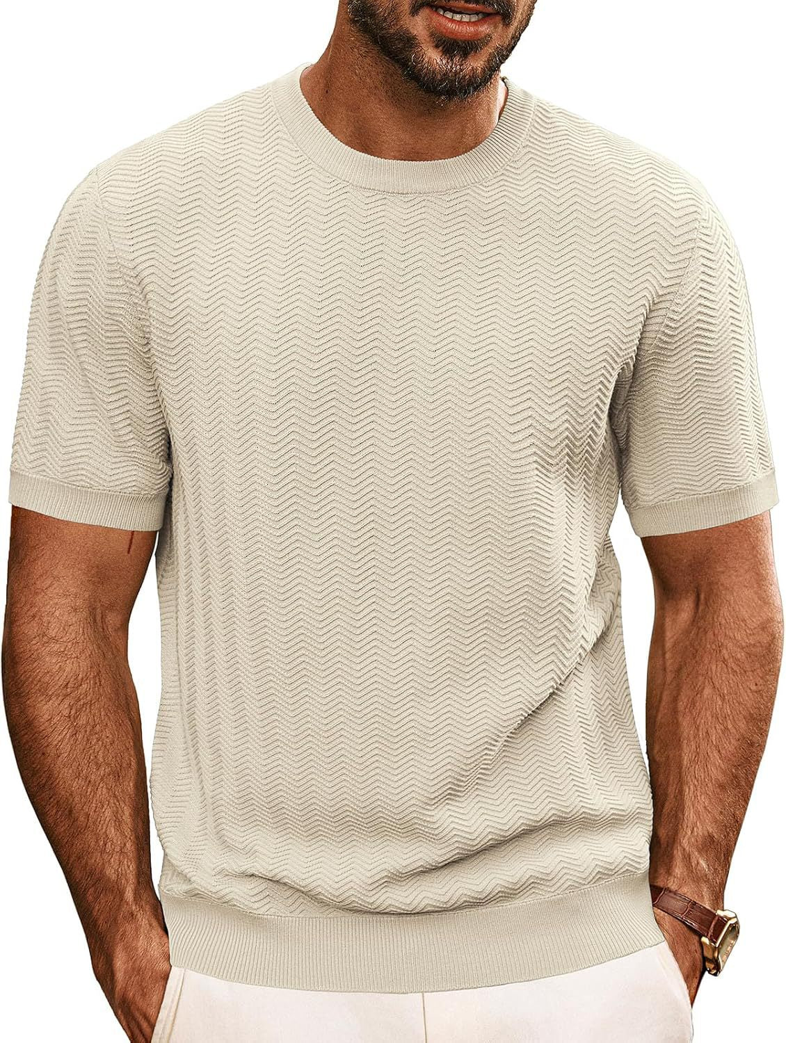 Herren strukturiertes Rundhals T-Shirt Stilzeits