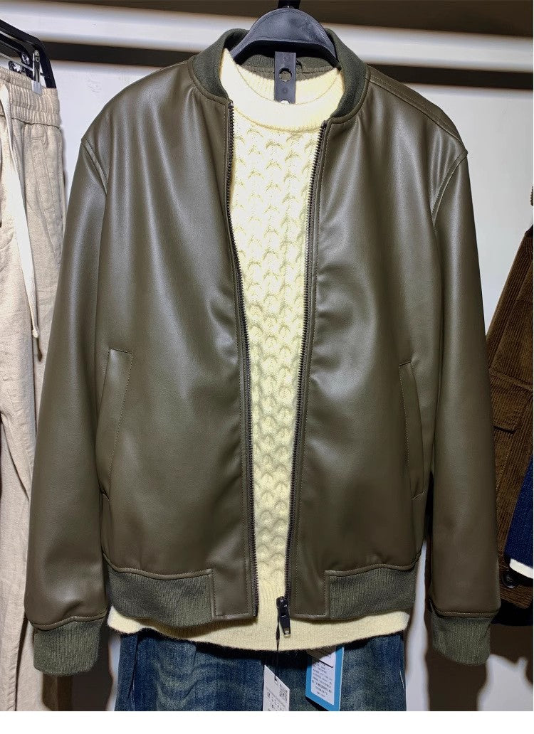 Herren stylische Bikerjacke aus hochwertigem Kunstleder mit praktischen Taschen Hedi-Mode