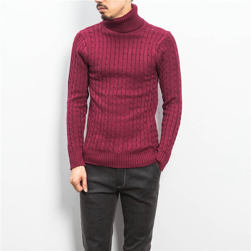 Herren komfortabler Rollkragenpullover mit Zopfmuster Stilzeits