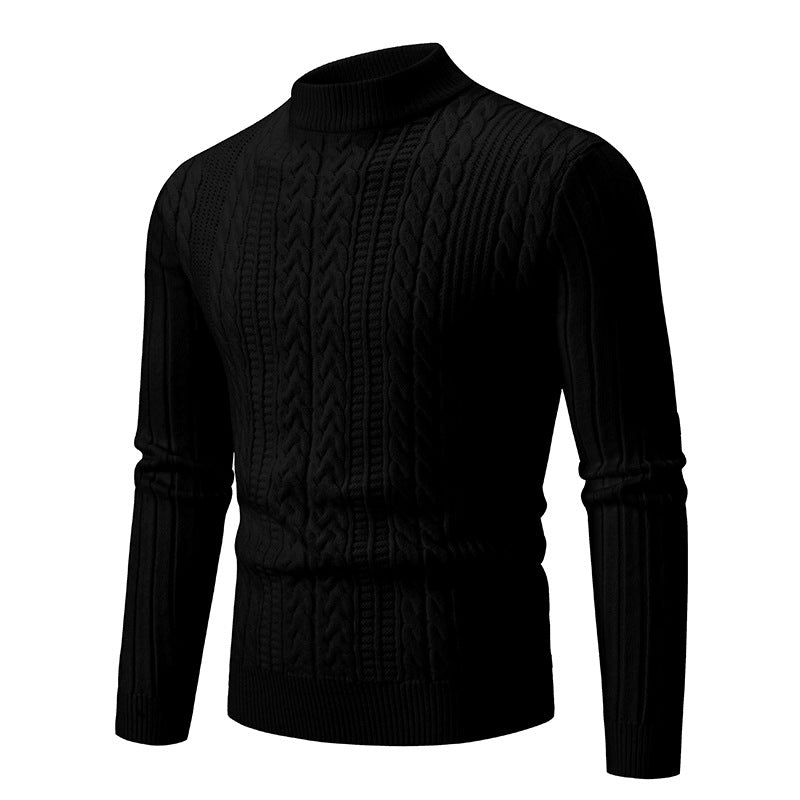 Herren Grobstrickpullover mit steigendem Kragen und Zopfmuster Stilzeits