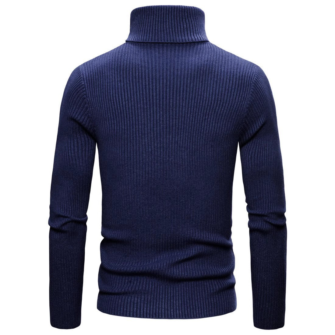 Herren Ripp-Strickpullover mit hohem Kragen und körpernahem Schnitt Stilzeits
