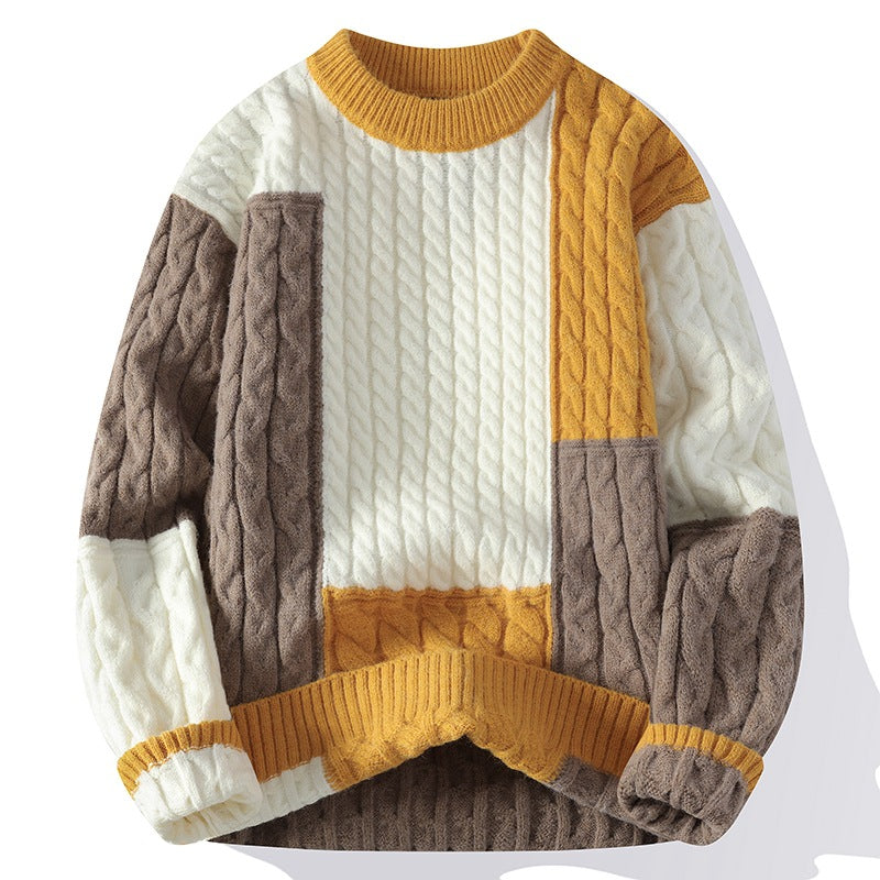 Herren modischer Pullover im Kabelstrickdesign Stilzeits