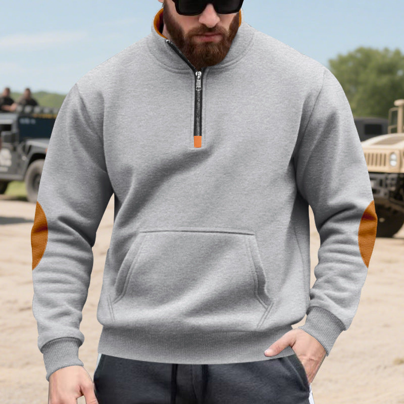 Herren Hoodie mit modischem Stehkragen und Kontrastdetails Stilzeits