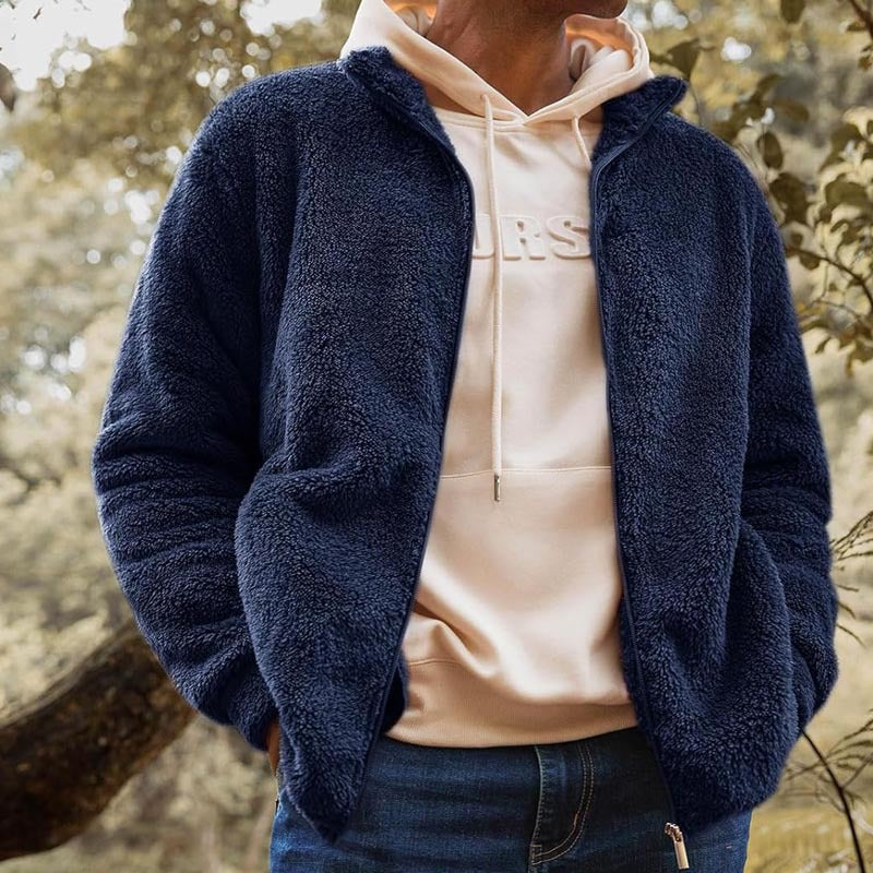 Herren Fleecejacke mit hohem Kragen und praktischen Taschen Stilzeits