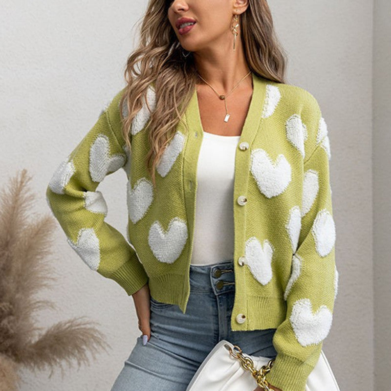 Damen Herz-Design cardigan Stilzeits