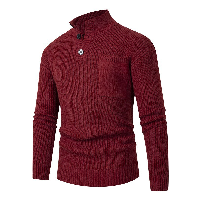 Herren Hochwertiger Pullover mit Modalmuster und Brusttasche Stilzeits
