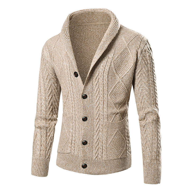 Herren Strickjacke mit elegantem Kabelmuster und Knopfleiste Stilzeits
