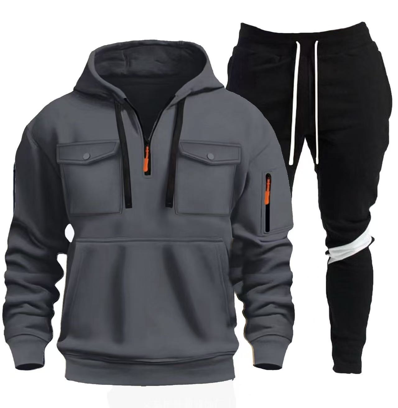Herren praktische Kapuzenjacke mit Sporthose Stilzeits